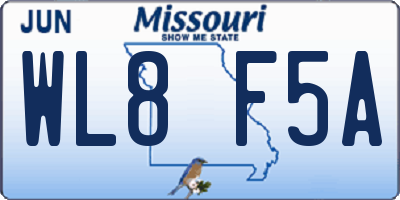 MO license plate WL8F5A