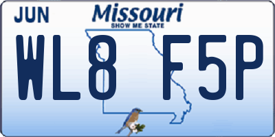 MO license plate WL8F5P