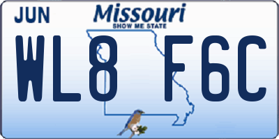 MO license plate WL8F6C