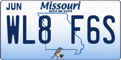 MO license plate WL8F6S