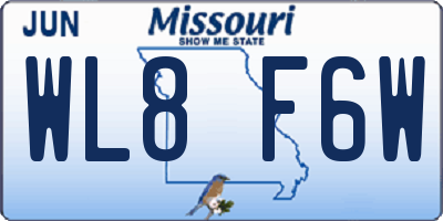 MO license plate WL8F6W