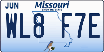 MO license plate WL8F7E