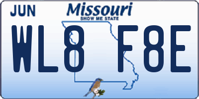MO license plate WL8F8E