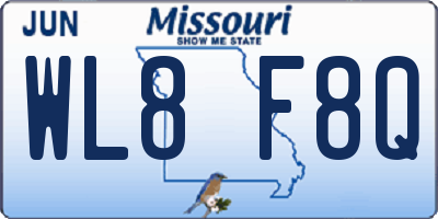 MO license plate WL8F8Q