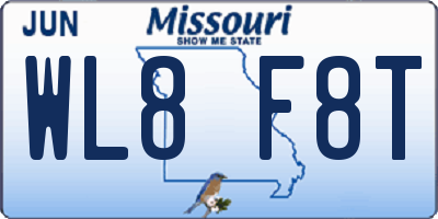 MO license plate WL8F8T