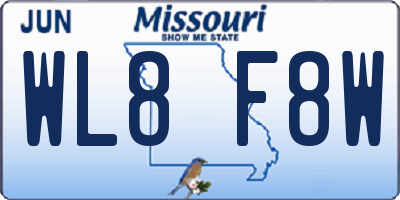MO license plate WL8F8W