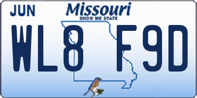 MO license plate WL8F9D