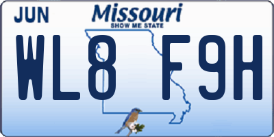 MO license plate WL8F9H