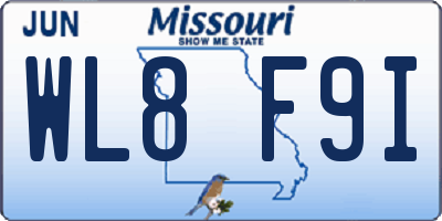 MO license plate WL8F9I