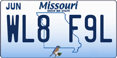 MO license plate WL8F9L