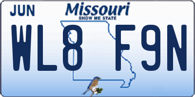 MO license plate WL8F9N