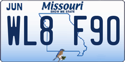 MO license plate WL8F9O