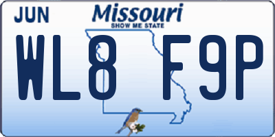 MO license plate WL8F9P