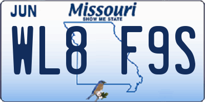 MO license plate WL8F9S