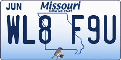 MO license plate WL8F9U
