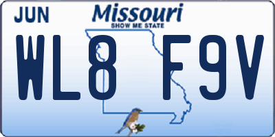 MO license plate WL8F9V