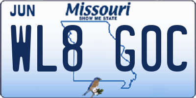 MO license plate WL8G0C