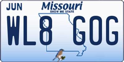 MO license plate WL8G0G