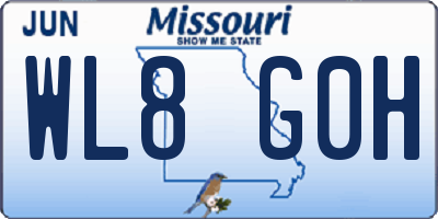 MO license plate WL8G0H