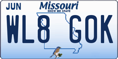 MO license plate WL8G0K