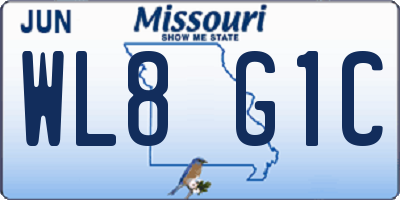 MO license plate WL8G1C
