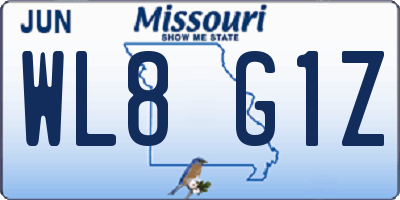 MO license plate WL8G1Z