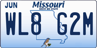 MO license plate WL8G2M