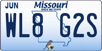 MO license plate WL8G2S