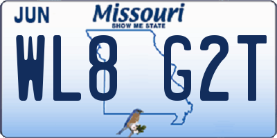 MO license plate WL8G2T