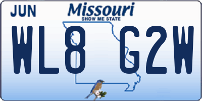 MO license plate WL8G2W