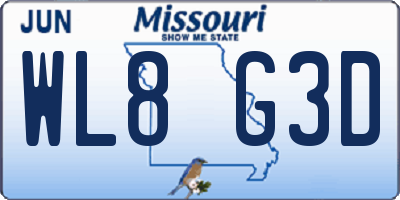 MO license plate WL8G3D