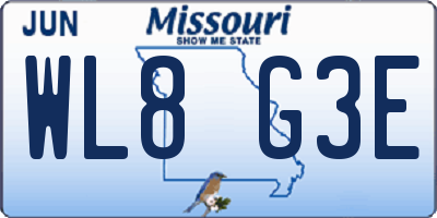MO license plate WL8G3E