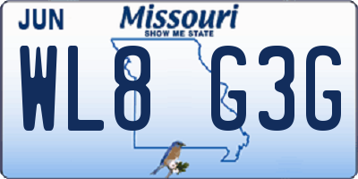 MO license plate WL8G3G