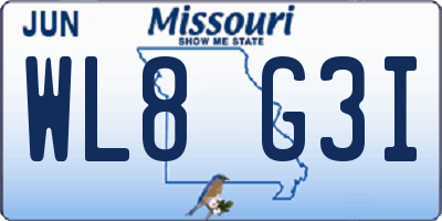 MO license plate WL8G3I