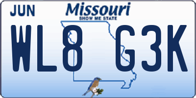 MO license plate WL8G3K
