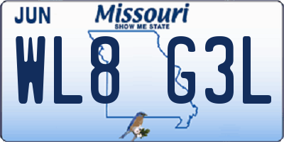 MO license plate WL8G3L