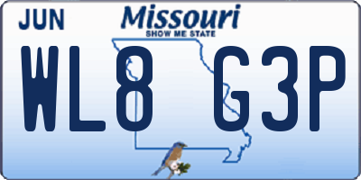 MO license plate WL8G3P