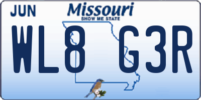 MO license plate WL8G3R