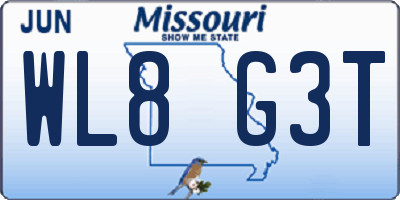 MO license plate WL8G3T