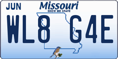 MO license plate WL8G4E