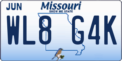 MO license plate WL8G4K