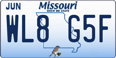 MO license plate WL8G5F