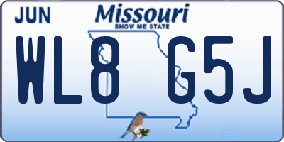 MO license plate WL8G5J