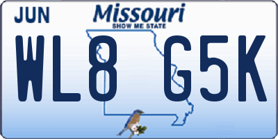 MO license plate WL8G5K