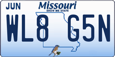 MO license plate WL8G5N