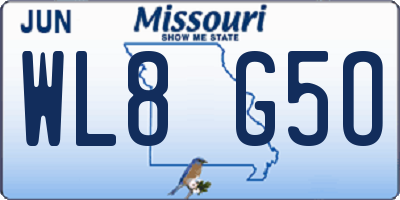 MO license plate WL8G5O