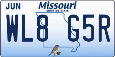 MO license plate WL8G5R