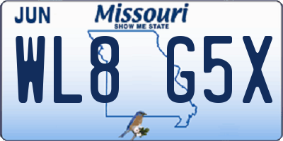 MO license plate WL8G5X