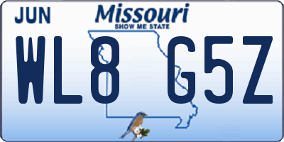 MO license plate WL8G5Z