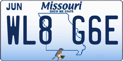 MO license plate WL8G6E